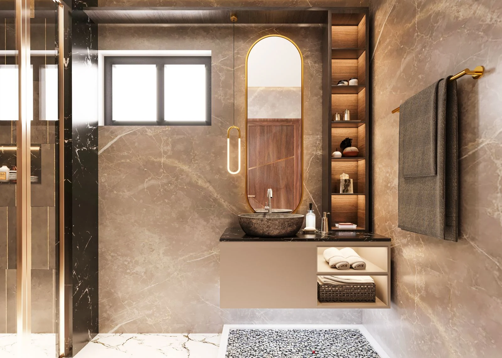Bathroom layout and fittings