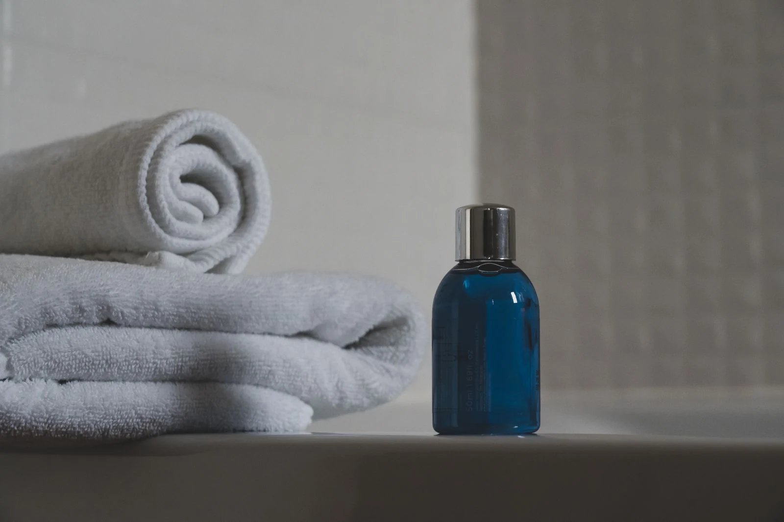 Folded bathroom towels